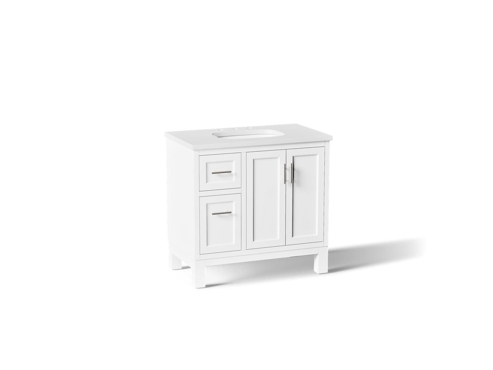 Kohler Quo 36'' bathroom vanity cabinet with sink and quartz top - White by Kohler