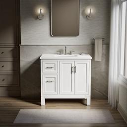 Kohler Quo 36'' bathroom vanity cabinet with sink and quartz top - White - image 2