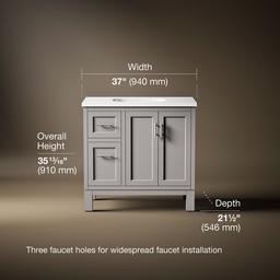 Kohler Quo 36'' bathroom vanity cabinet with sink and quartz top - Mohair Grey - image 3