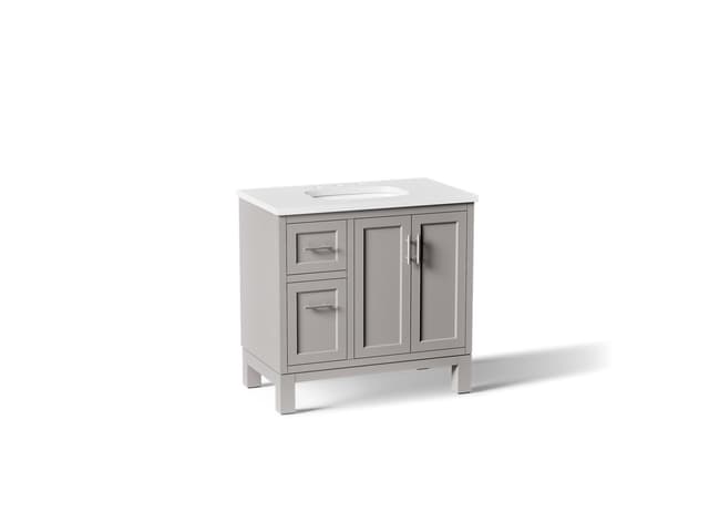 Kohler Quo 36'' bathroom vanity cabinet with sink and quartz top - Mohair Grey
