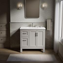 Kohler Quo 36'' bathroom vanity cabinet with sink and quartz top - Mohair Grey - image 2