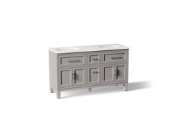 Kohler Quo 60'' bathroom vanity cabinet with sinks and quartz top - Mohair Grey - image 1