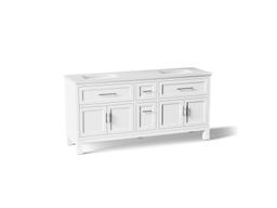 Kohler Quo 72'' bathroom vanity cabinet with sinks and quartz top - White - image 1