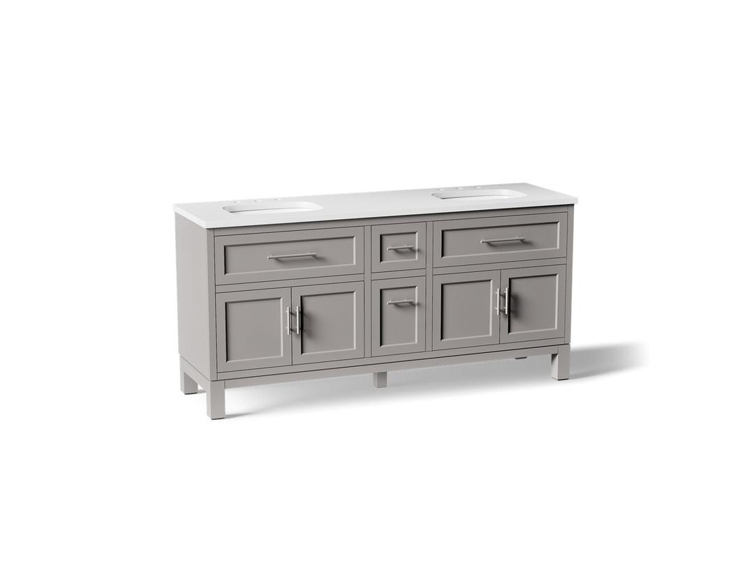 Kohler Quo 72'' bathroom vanity cabinet with sinks and quartz top - Mohair Grey by Kohler