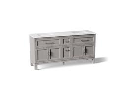 Kohler Quo 72'' bathroom vanity cabinet with sinks and quartz top - Mohair Grey - image 1