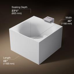 Kohler StillnessE Experience 46'' x 46'' freestanding bath - Honed White - image 3