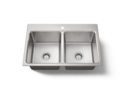 Prologue 33'' top-/undermount double-bowl kitchen sink - image 1