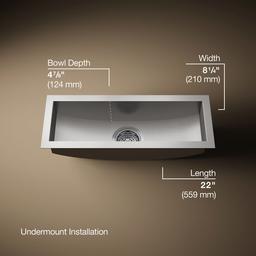 Kohler Undertone Trough 22'' undermount single-bowl kitchen sink - Stainless Steel - image 3