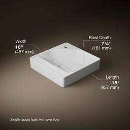 Kohler Spacity 18'' vitreous china vanity top with integrated rectangular sink - White - image 2