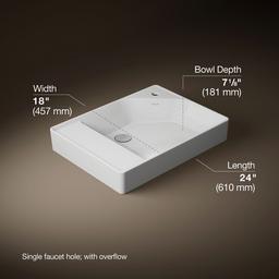 Kohler Spacity 24'' fireclay vanity top with integrated square sink - White - image 2