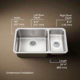 Kohler | Undertone | Undermount Kitchen Sink - Stainless Steel - image 3