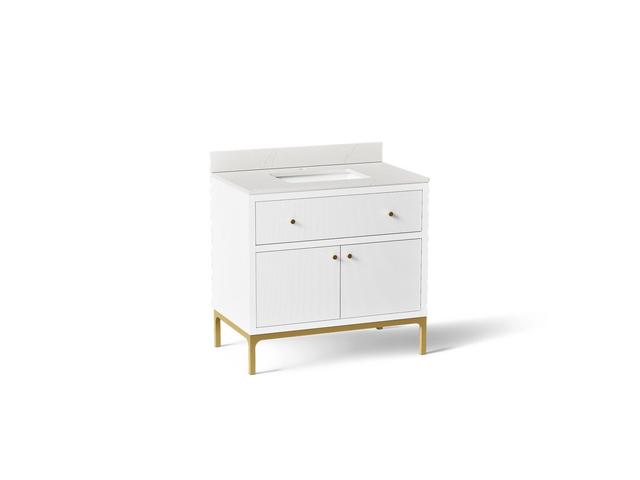 CalpaE 36'' bathroom vanity cabinet with sink and quartz top