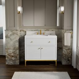 CalpaE 36'' bathroom vanity cabinet with sink and quartz top - image 2