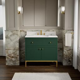 CalpaE 36'' bathroom vanity cabinet with sink and quartz top - image 2