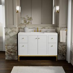 48'' bathroom vanity cabinet with sink and quartz top - image 2