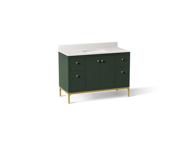 Kohler 48'' bathroom vanity cabinet with sink and quartz top - Emerald Green