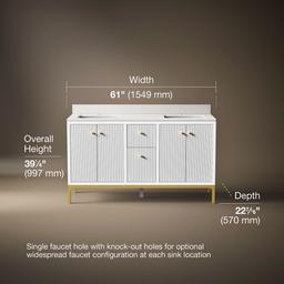 CalpaE 60'' bathroom vanity cabinet with sinks and quartz top - image 3