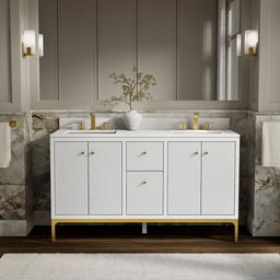 CalpaE 60'' bathroom vanity cabinet with sinks and quartz top - image 2