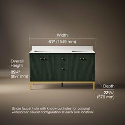 CalpaE 60'' bathroom vanity cabinet with sinks and quartz top - image 3