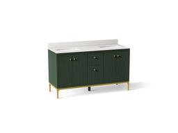 CalpaE 60'' bathroom vanity cabinet with sinks and quartz top - image 1