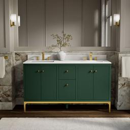 CalpaE 60'' bathroom vanity cabinet with sinks and quartz top - image 2