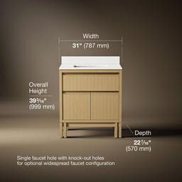 30'' bathroom vanity cabinet with sink and quartz top - image 3