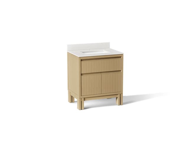 Kohler 30'' bathroom vanity cabinet with sink and quartz top - Light Oak