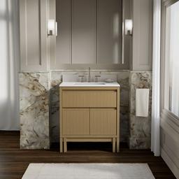 30'' bathroom vanity cabinet with sink and quartz top - image 2