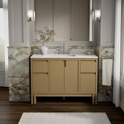 48'' bathroom vanity cabinet with sink and quartz top - image 2