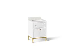 24'' bathroom vanity cabinet with sink and quartz top - image 1