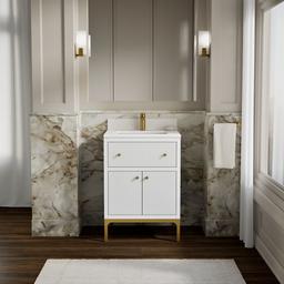 24'' bathroom vanity cabinet with sink and quartz top - image 2