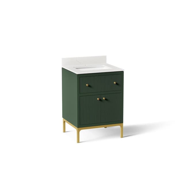 Kohler 24'' bathroom vanity cabinet with sink and quartz top - Emerald Green