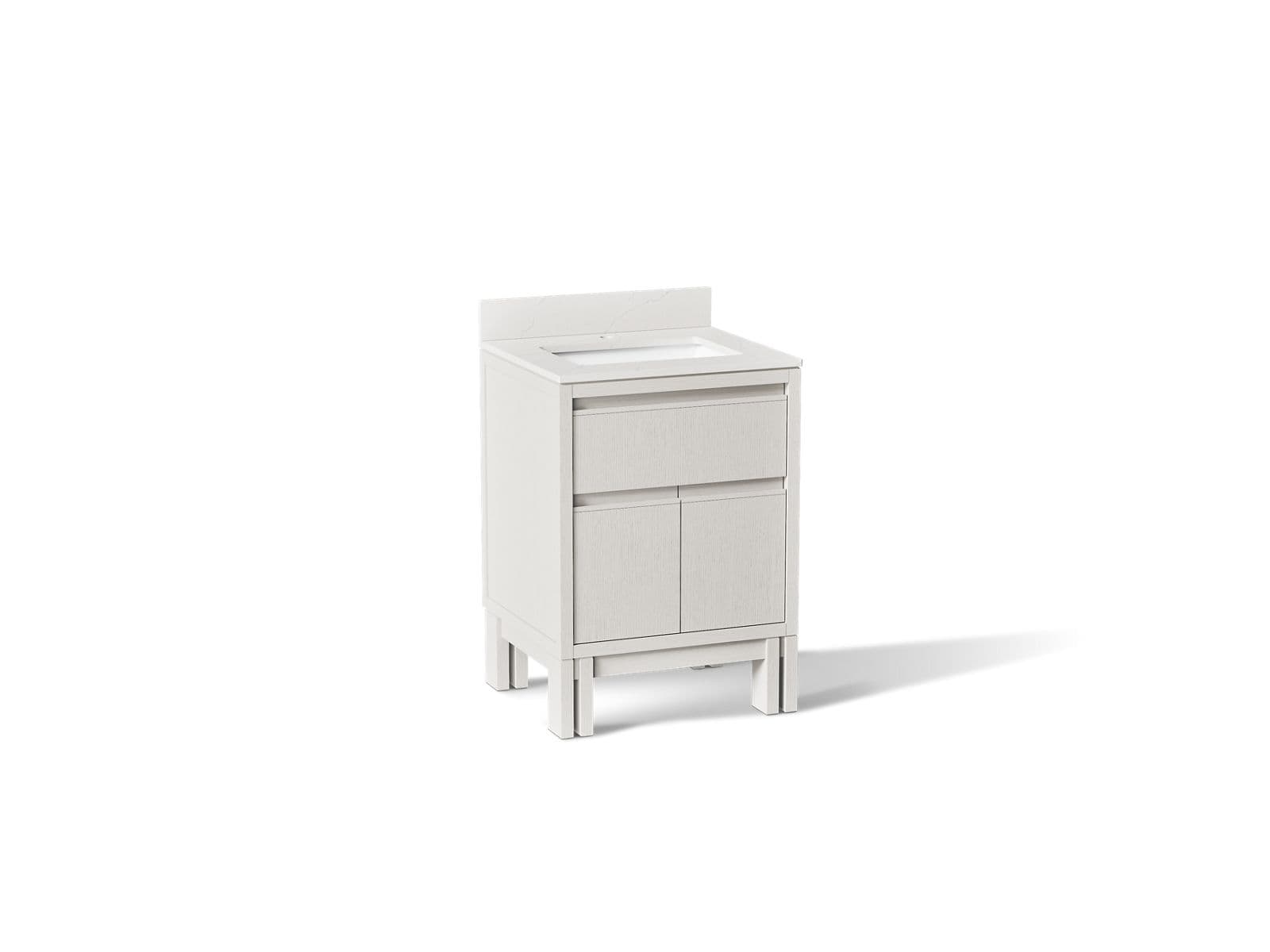 Kohler 24'' bathroom vanity cabinet with sink and quartz top - Gossamer White by Kohler