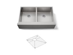 Kohler Strive 35-1/2'' undermount double-bowl farmhouse kitchen sink with accessories - Stainless Steel - image 1