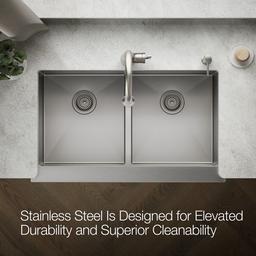 Kohler Strive 35-1/2'' undermount double-bowl farmhouse kitchen sink with accessories - Stainless Steel - image 4