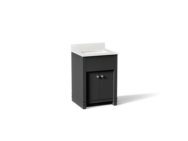 Kohler AlouetteE 24'' bathroom vanity cabinet with sink and quartz top - Ferrous Grey