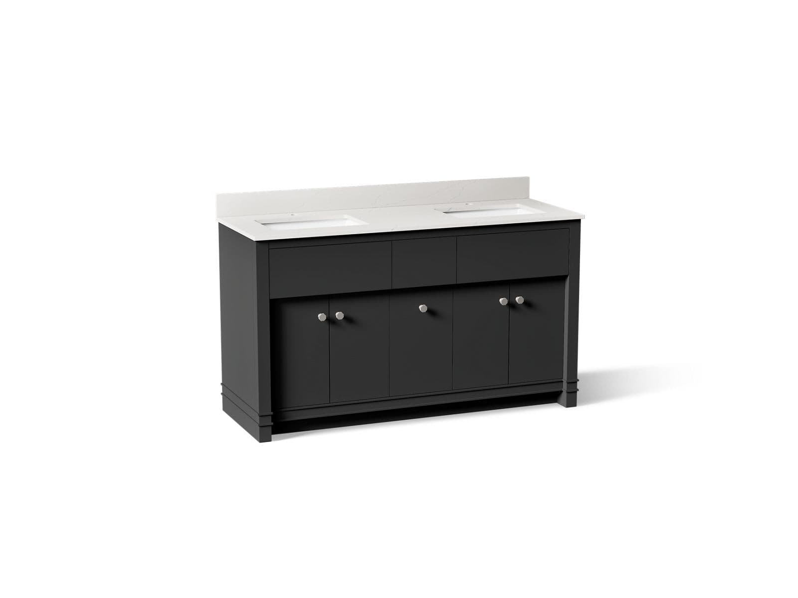 Kohler Alouette™ 60" bathroom vanity cabinet with sinks and quartz top by Kohler