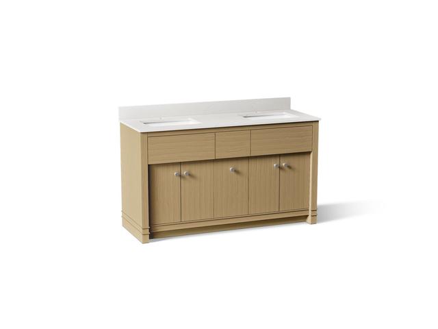 AlouetteE 60'' bathroom vanity cabinet with sinks and quartz top