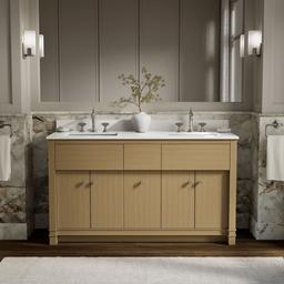 AlouetteE 60'' bathroom vanity cabinet with sinks and quartz top - image 2