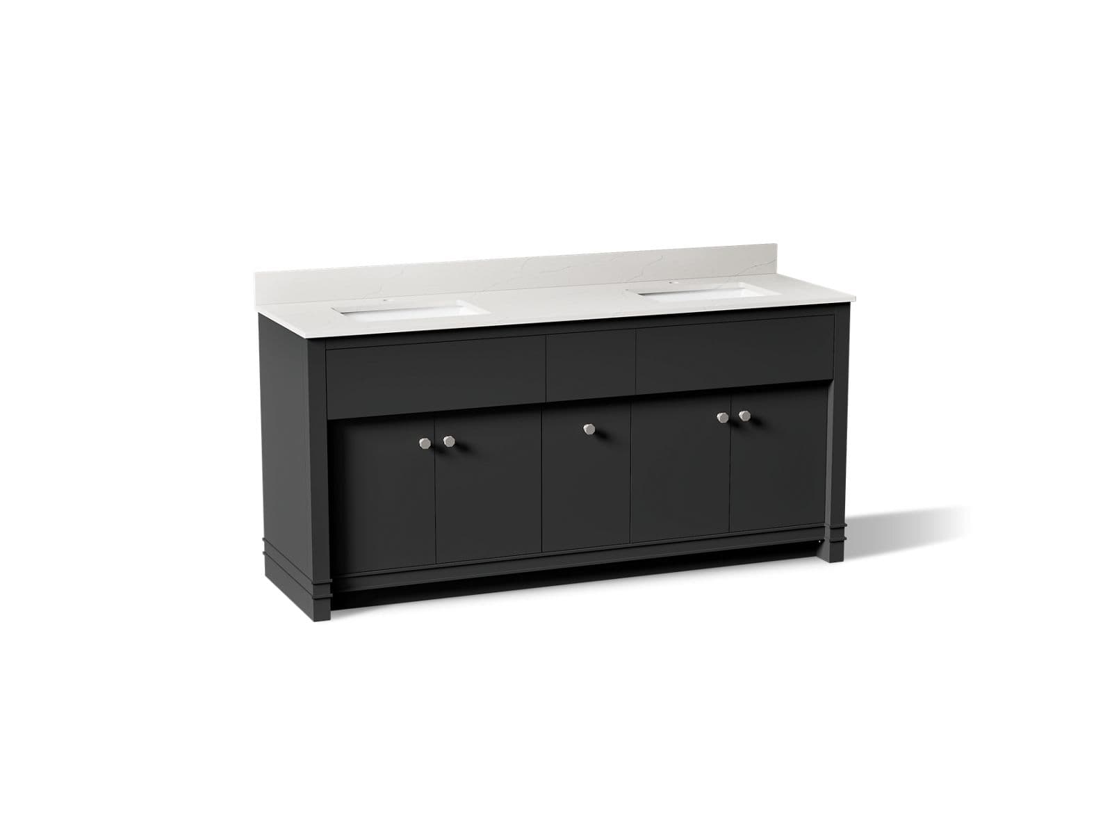 Kohler Alouette™ 72" bathroom vanity cabinet with sinks and quartz top by Kohler