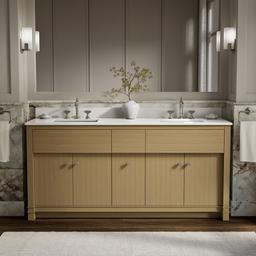 AlouetteE 72'' bathroom vanity cabinet with sinks and quartz top - image 2