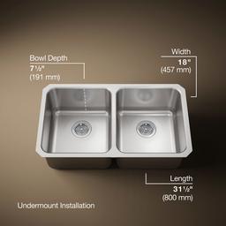 Kohler | Undertone | Undermount Kitchen Sink - Stainless Steel - image 3