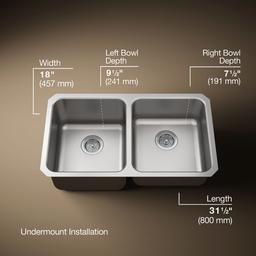 Kohler | Undertone | Undermount Kitchen Sink - Stainless Steel - image 3