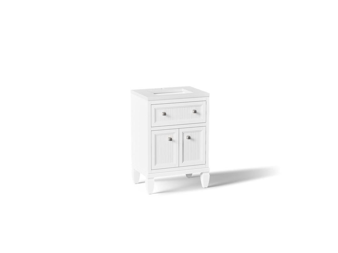 Hearthaven 24'' bathroom vanity cabinet with sink and quartz top by Kohler