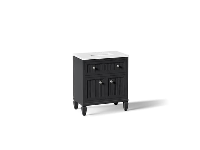 Kohler Hearthaven 30'' bathroom vanity cabinet with sink and quartz top - Slate Grey