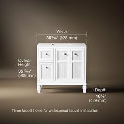 Hearthaven 36'' bathroom vanity cabinet with sink and quartz top - image 3