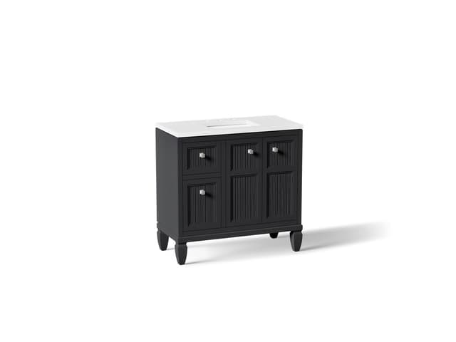 Kohler Hearthaven 36'' bathroom vanity cabinet with sink and quartz top - Slate Grey