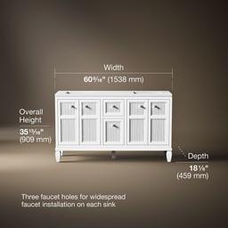 Hearthaven 60'' bathroom vanity cabinet with sinks and quartz top - image 3