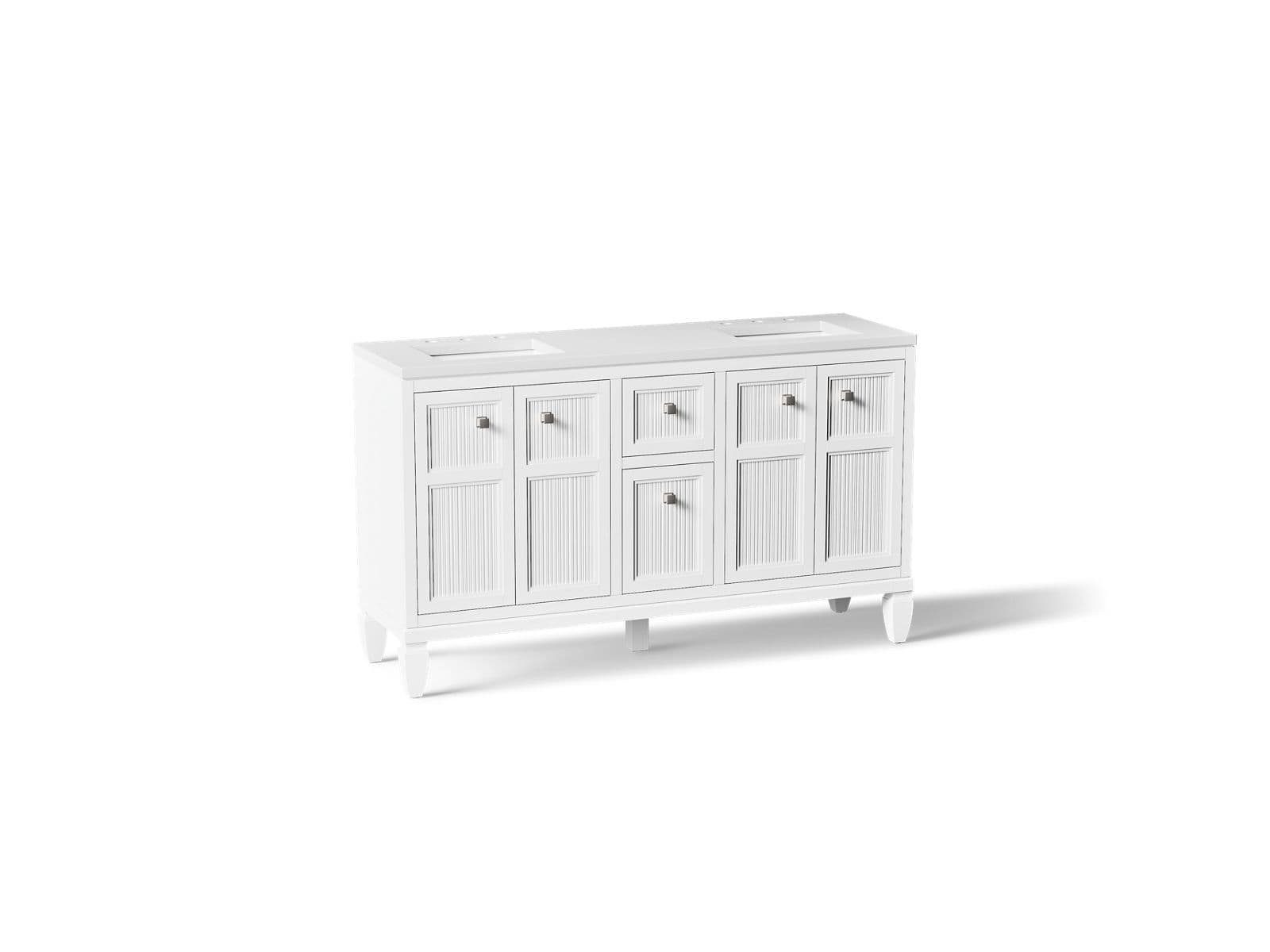 Kohler Hearthaven 60'' bathroom vanity cabinet with sinks and quartz top - White by Kohler