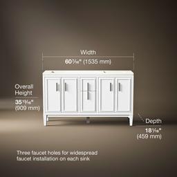 Southerk 60'' bathroom vanity cabinet with sinks and quartz top - image 3
